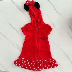 Toddler Girls Disney Junior Minnie Mouse Red Polka Dot Swim Coverup Towel Dress